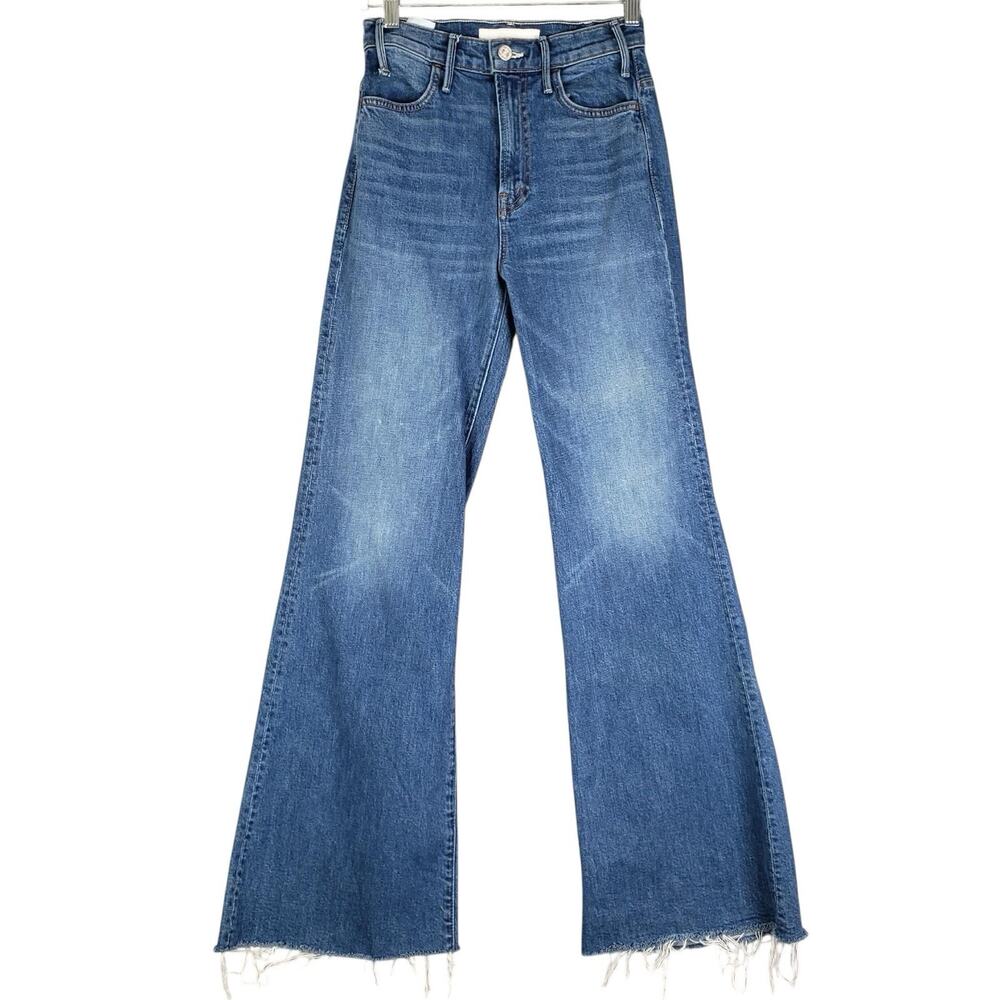 Mother Jeans The Hustler Roller Heel Fray 25/26 Perfect Blue Wide Leg High Rise - Picture 2 of 15